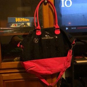 Pink and black sequin Victoria secret tote